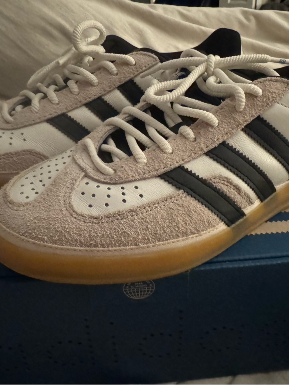 adidas Men’s White Black Tan Suede & Leather Sneakers